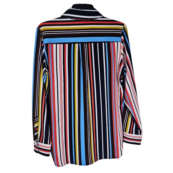 Mishca Multicolor Striped Button Up Shirt S Artsy Rainbow Geometric Relaxed‎ Fit - Picture 2 of 8